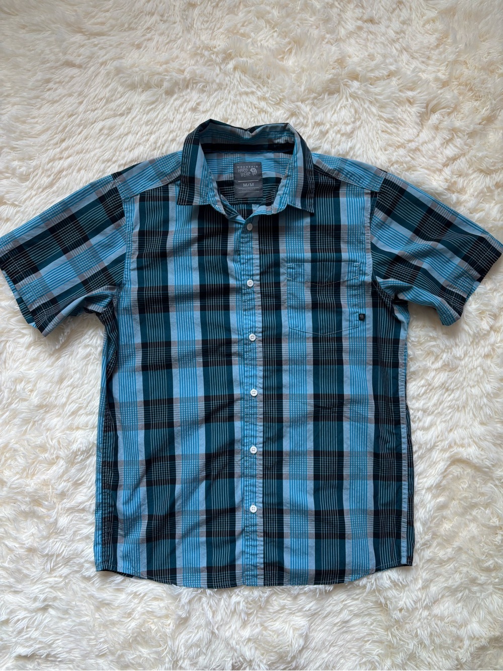 Mountain Hardwear Mens Plaid Short Sleeve Button Down Shirt Size M
